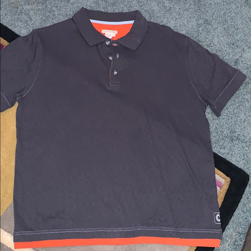 Grey and orange polo tee
